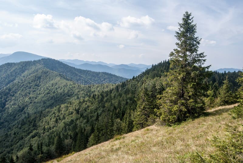 Pohled z kopce Malý Lysec ve Velké Fatře na Slovensku