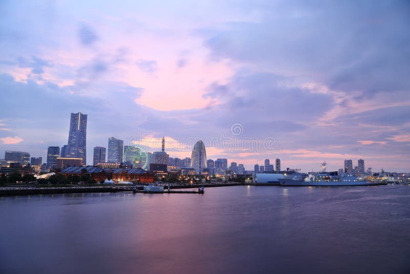 View of marina bay at night in Yokohama City royalty free stock images View of marina bay at night in Yokohama City royalty free stock images