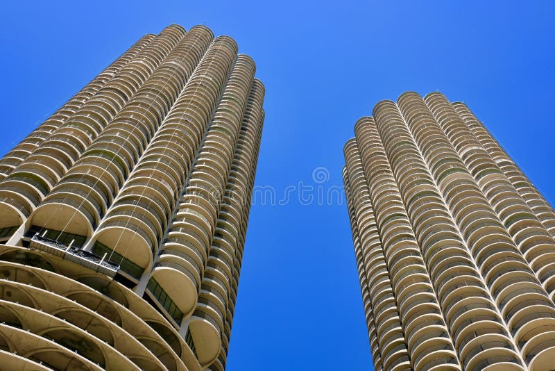 View of Marina City Corncob Towers, Chicago from below