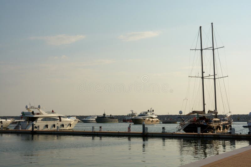 View of Marina D`Arechi, port village in Salerno, Italy