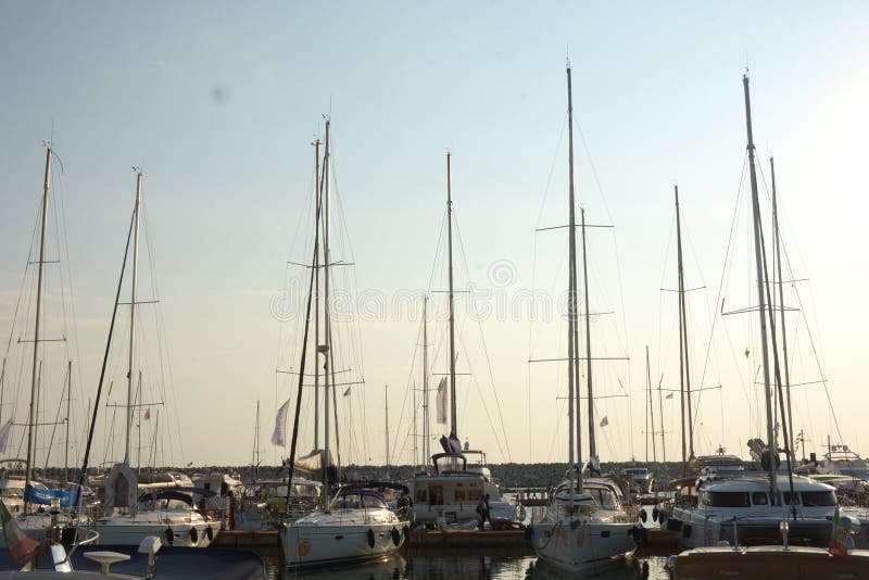 View of Marina D`Arechi, port village in Salerno, Italy