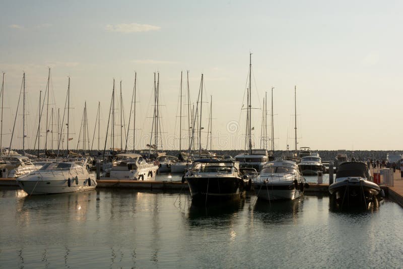 View of Marina D`Arechi, port village in Salerno, Italy