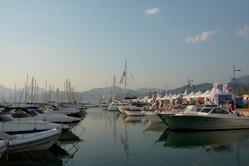 View of Marina D`Arechi, port village in Salerno, Italy