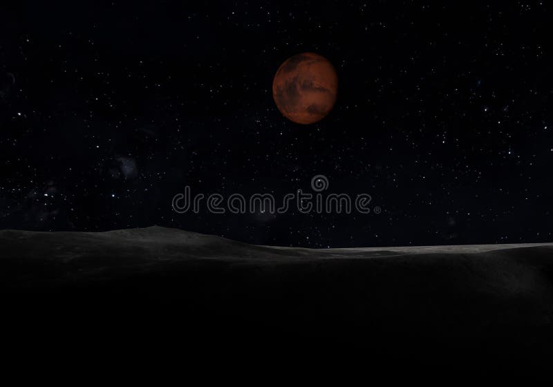 View of Mars from asteroid. 3D illustration vector illustration View of Mars from asteroid. 3D illustration vector illustration