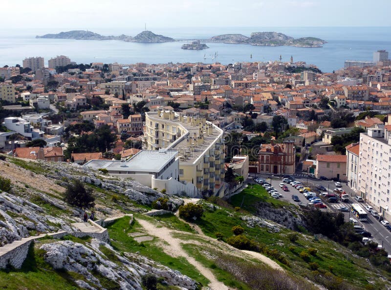 View of Marseilles and Frioul islands, France