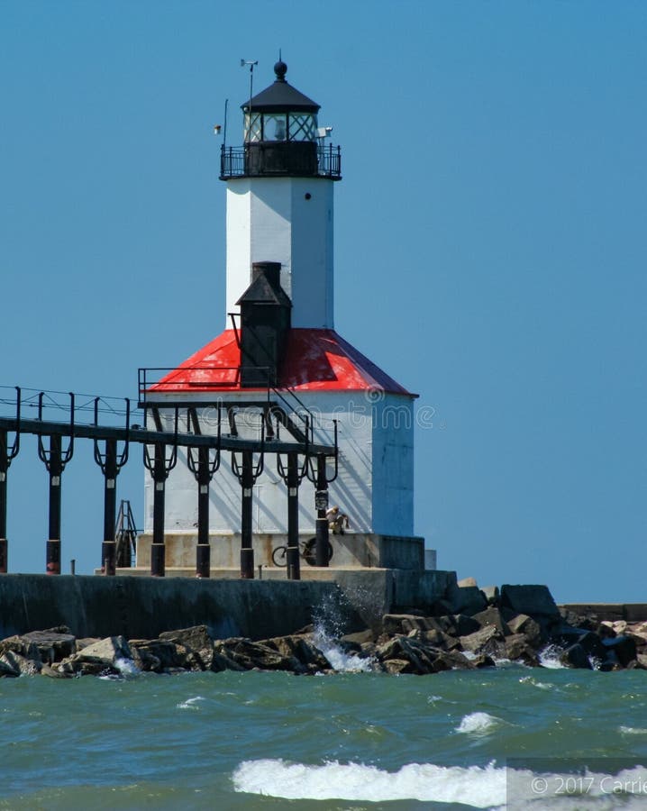 View Of Michigan City Lighthouse From Washington Park Beach In Michigan