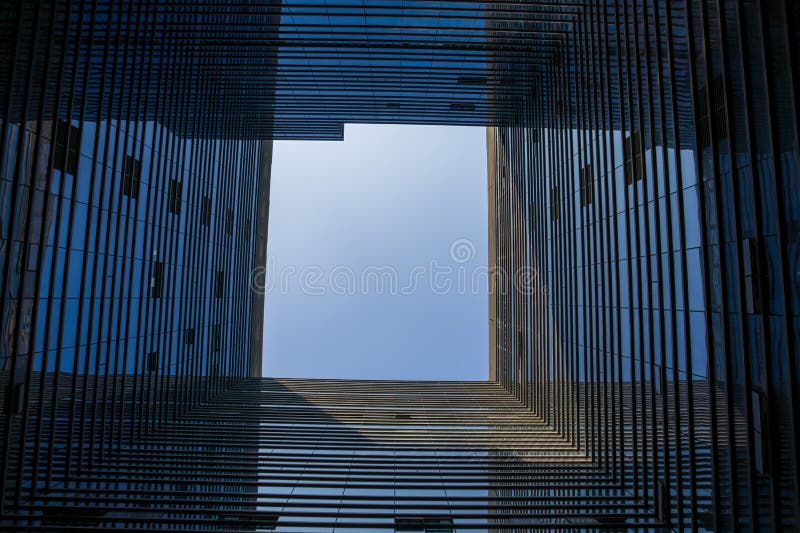 View of modern architectural lines from a low-angle perspective royalty free stock photos