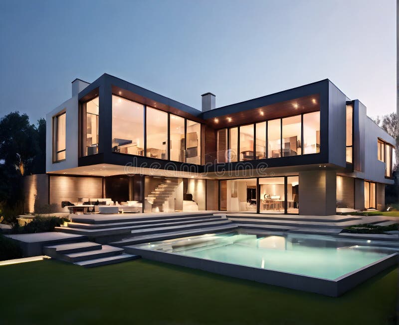 View on modern private house royalty free illustration