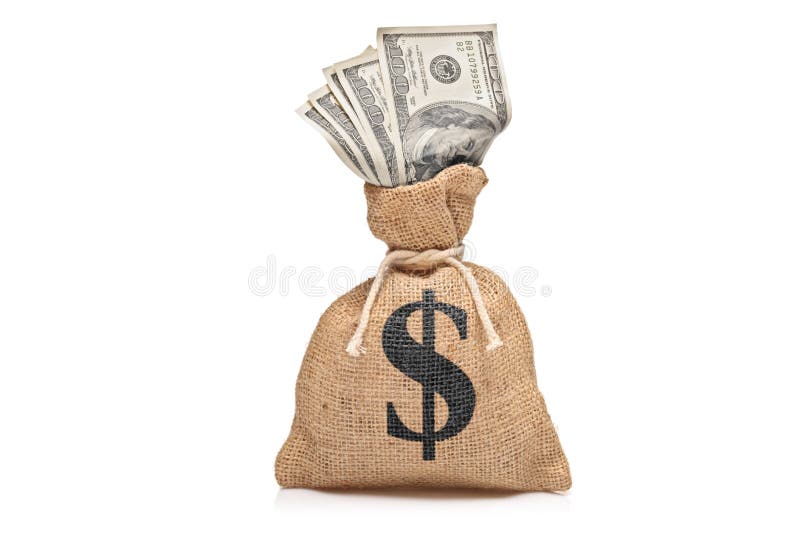 A view of a money bag with US dollars