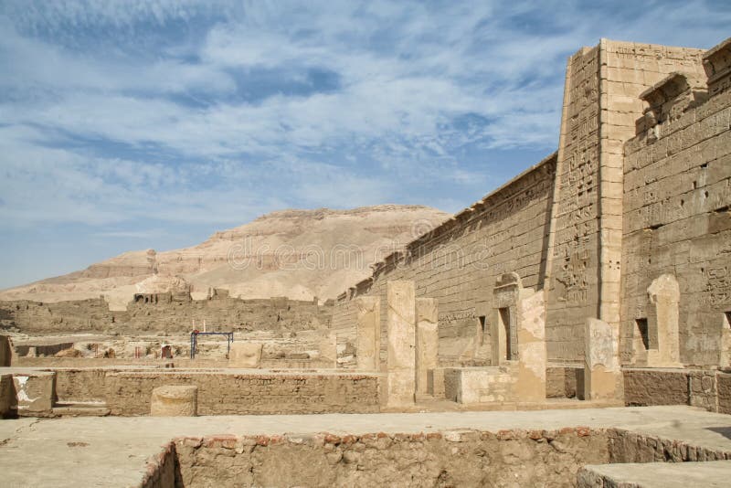 View of the Mortuary Temple of Ramesses III at Medinet Habu, Theban Hills (Luxor, Egypt)