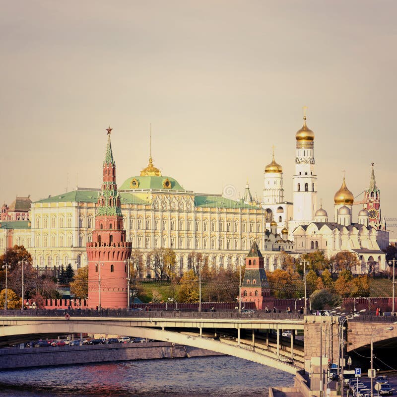 View of Moscow Kremlin and Moskva river, Russia