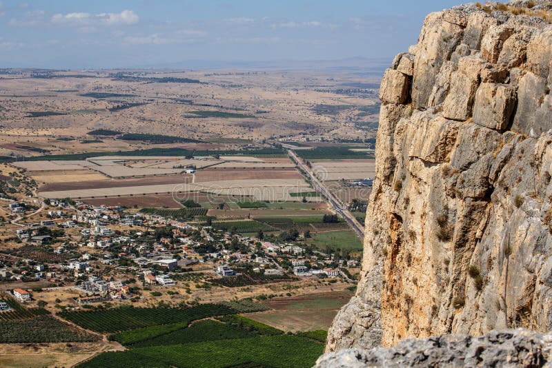 A view of mount Arbel and sea of Galilee Kineret part of jesus trail, Israel