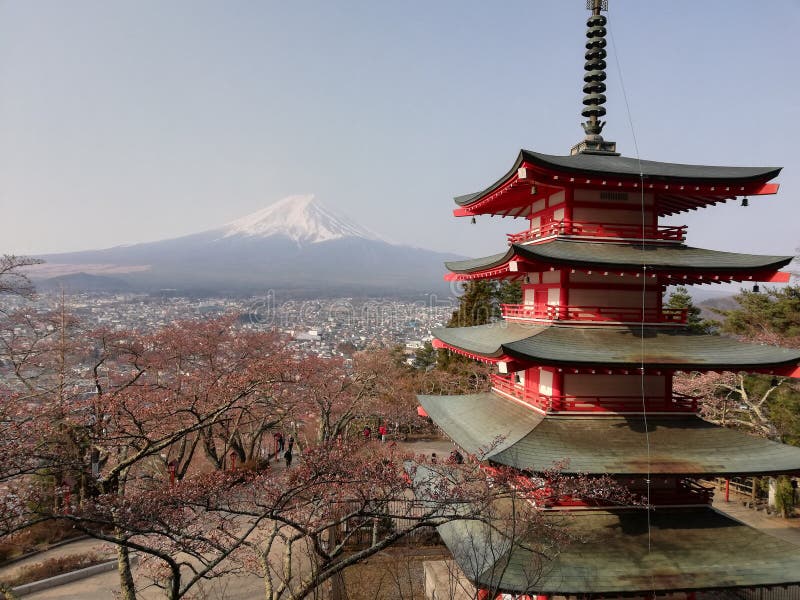 View of Mount Fuji from Chureito Pagoda, Japan royalty free stock images View of Mount Fuji from Chureito Pagoda, Japan royalty free stock images