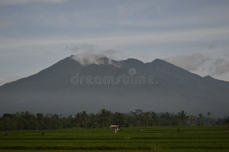 View of Mount Galunggung, Tasikmalaya Regency in the morning