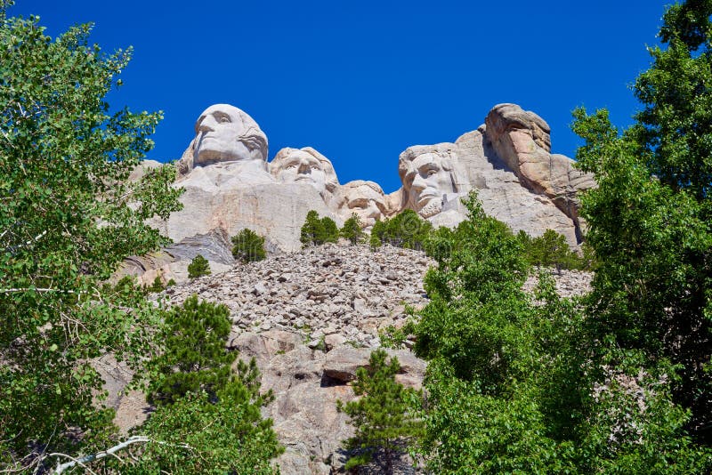 View of Mount Rushmore from Walking Path Below the Monument Stock Photo