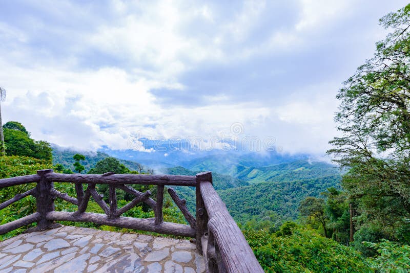 View of the mountain range and sea of mist in the morning