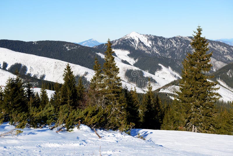 The view on mountains in Jasna Low Tatras