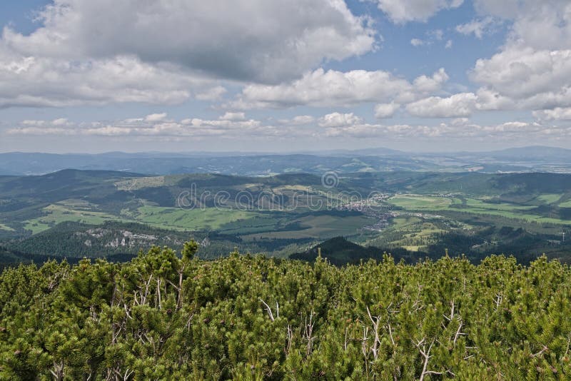 View from mountains to the Zuberec town and Orava dam on Orava region.
