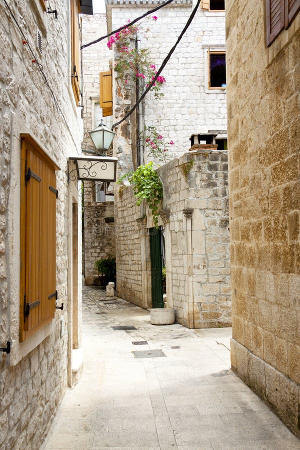 View on narrow alley - Trogir, Croatia. stock photos View on narrow alley - Trogir, Croatia. stock photos
