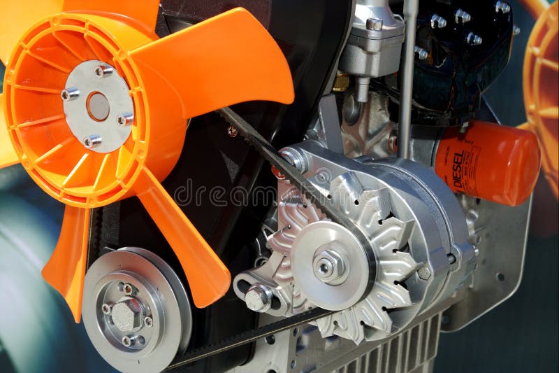 View of New Engine Belt and Fan Stock Photo Image of plastic