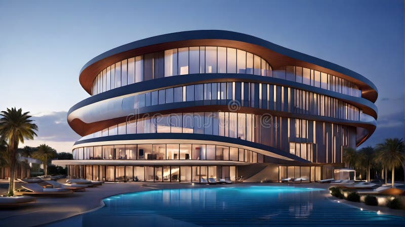 View on the new modern hotel stock illustration