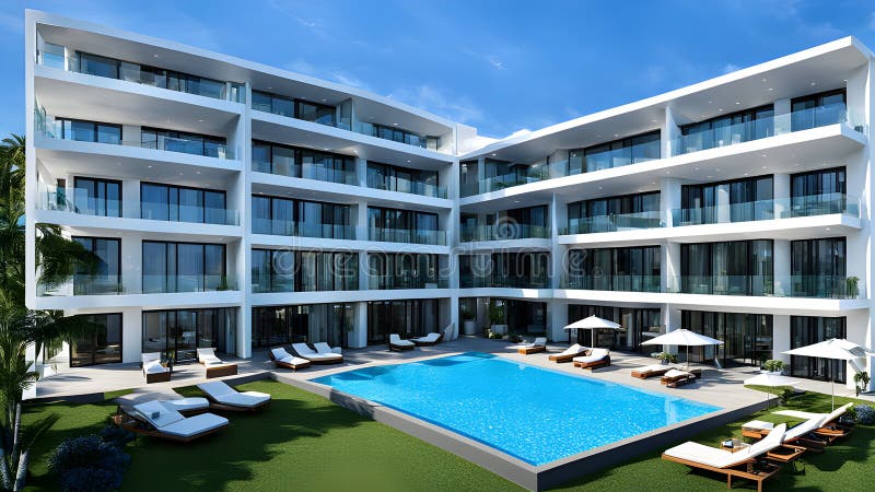 View on the new modern hotel royalty free illustration