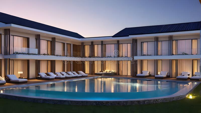 View on the new modern hotel stock illustration