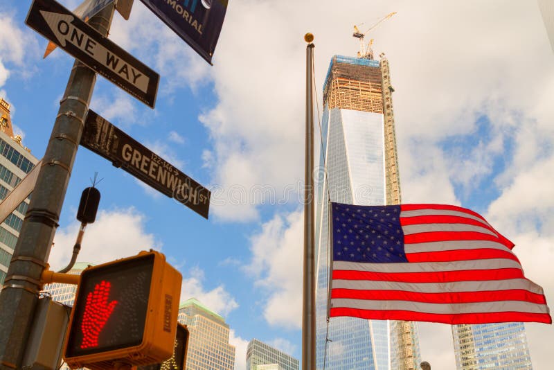 View of New York City, USA. Freedom Tower and the World Trade C