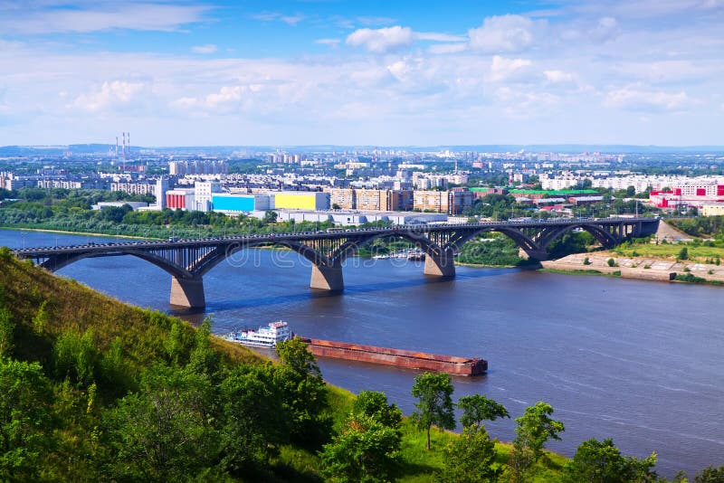 View of Nizhny Novgorod with Molitovsky bridge