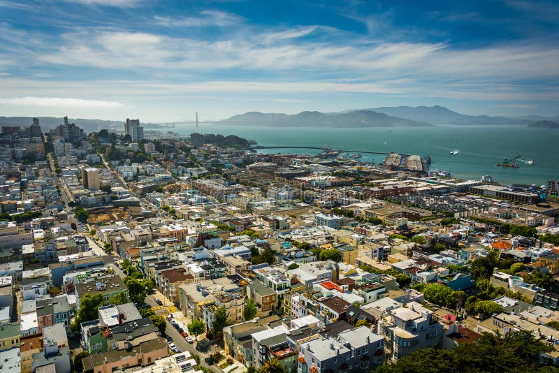 View of North Beach and the San Francisco Bay Stock Image Image of