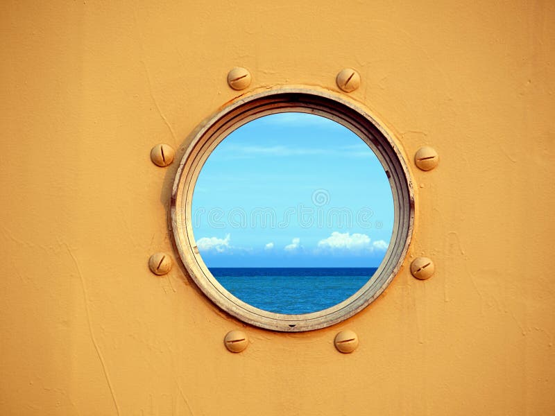 View of the Ocean through a Porthole stock images