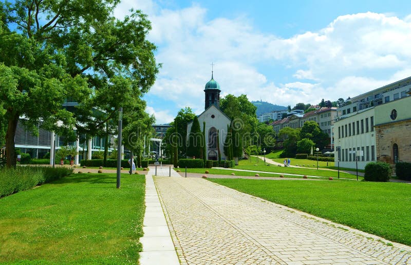 View of the Old Catholic Church in Baden Baden in Germany Stock Image