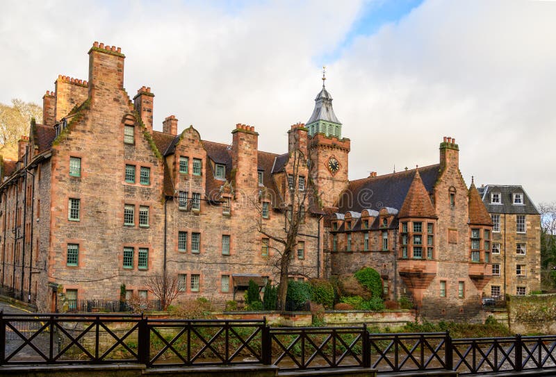 View on Old Houses in Dean Village in New Town Part of Edinburgh City ...