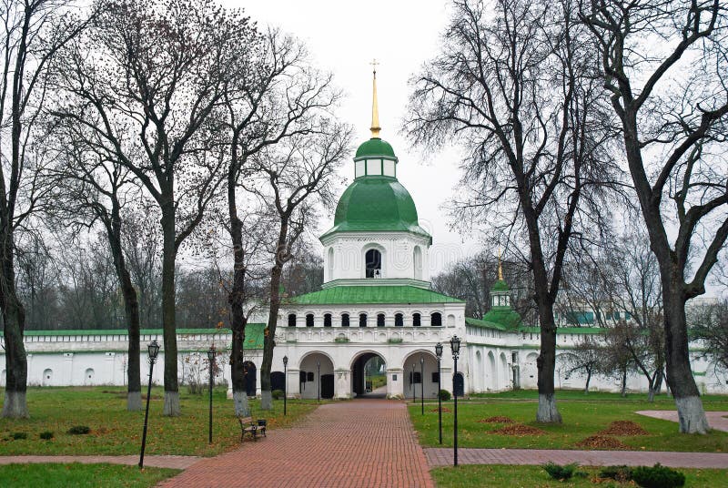 View of the old monastery on a cloudy day