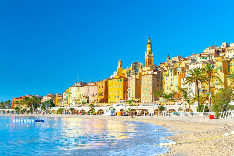 View on Old Part of Menton, Provence-Alpes-Cote D`Azur, France Stock ...