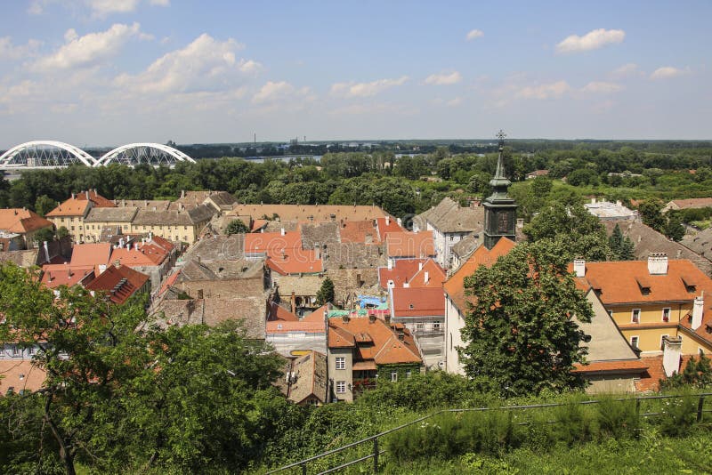 View of the old part of Novi Sad from the Petrovaradin Fortress, Novi Sad, Serbia stock photos View of the old part of Novi Sad from the Petrovaradin Fortress, Novi Sad, Serbia stock photos