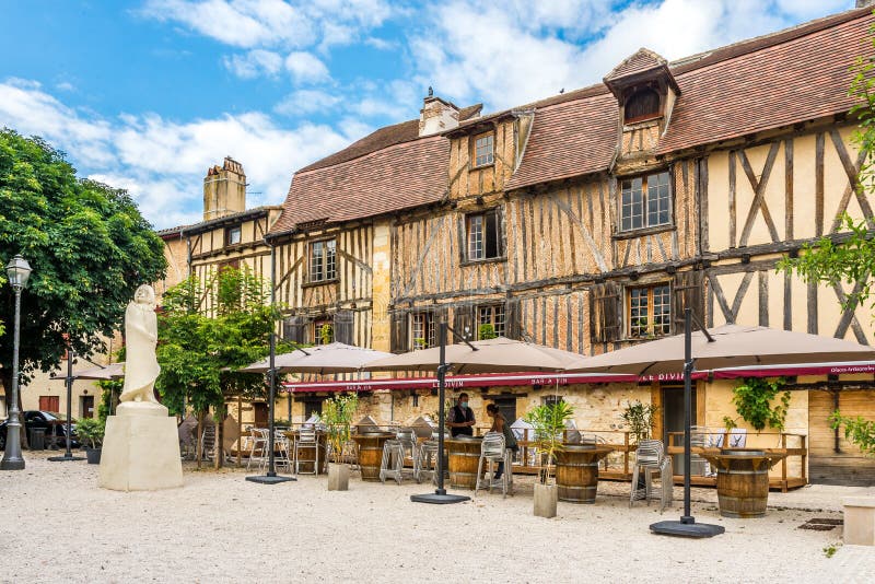 View at the Old Statue of Cyrano in the streets of Bergerac in France