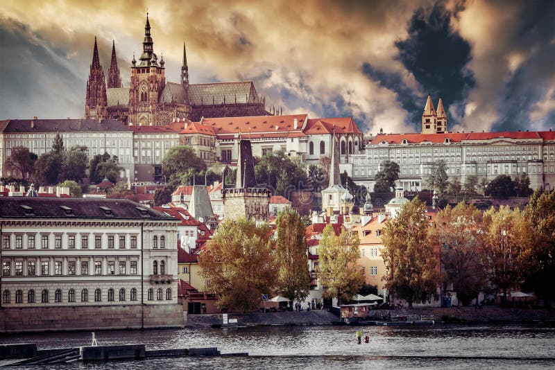 View of old town and Prague castle