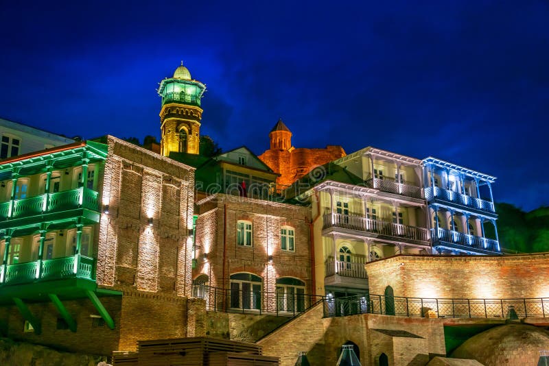 View of the Old Town of Tbilisi, Georgia after sunset royalty free stock images View of the Old Town of Tbilisi, Georgia after sunset royalty free stock images