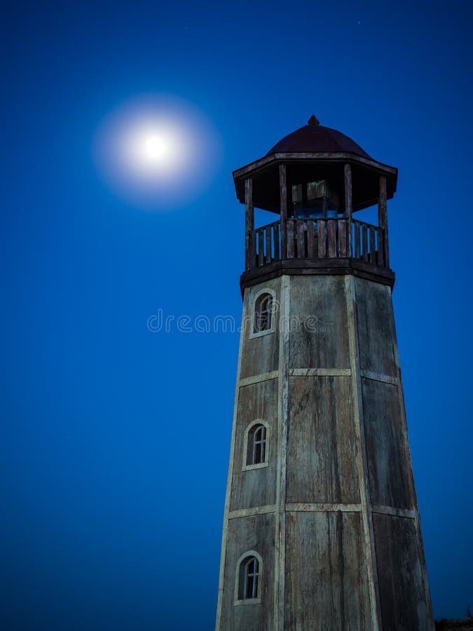 View of the old vintage lighthouse during the Night