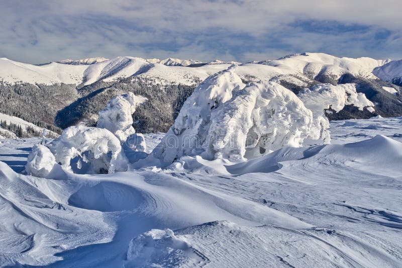 View from Ondrejska Hola in Low Tatras mountains towards main mountain ridge