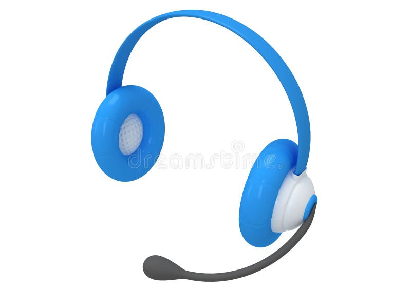 View of one blue headset. 3d render.