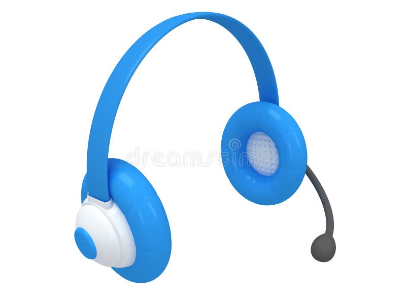 View of one blue headset. 3d render.