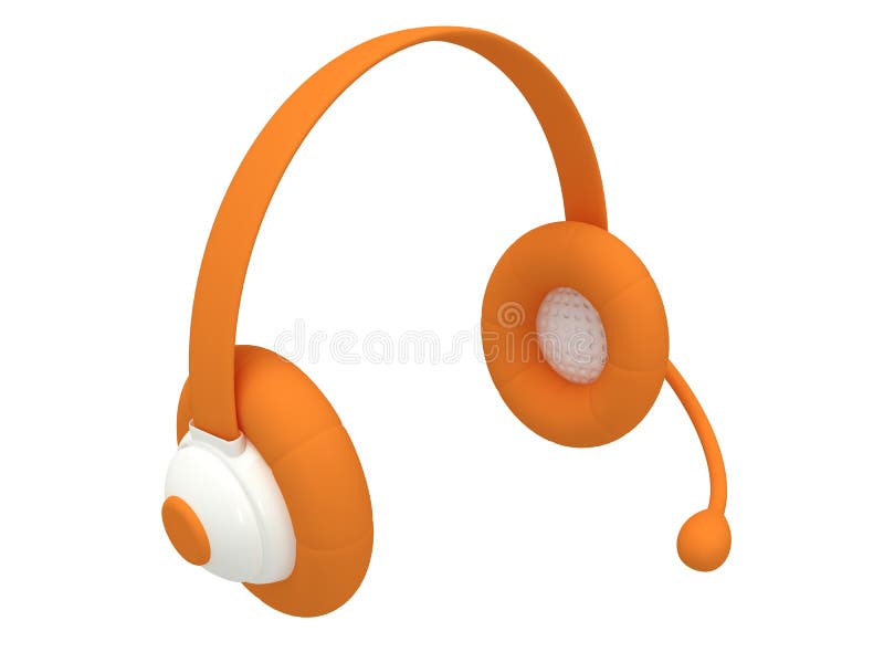 View of one orange headset. 3d render.