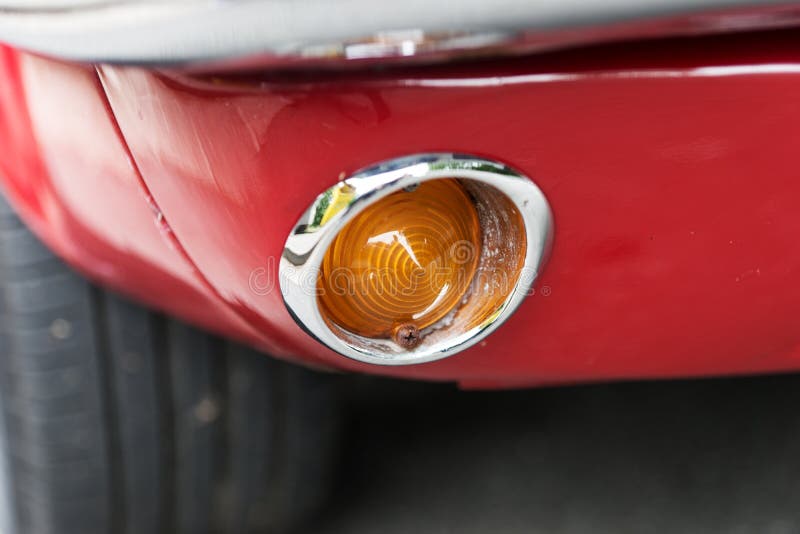 View of a Orange Direction Light from an Old Car Stock Image Image of