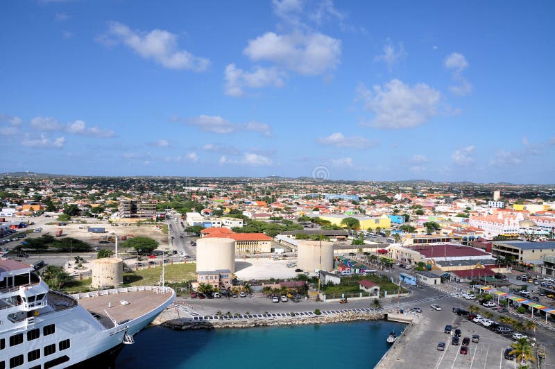 View of Oranjestad from cruise ship
