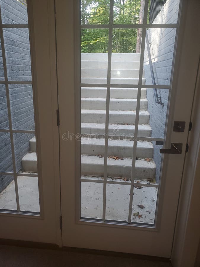 View out a basement door stock photos