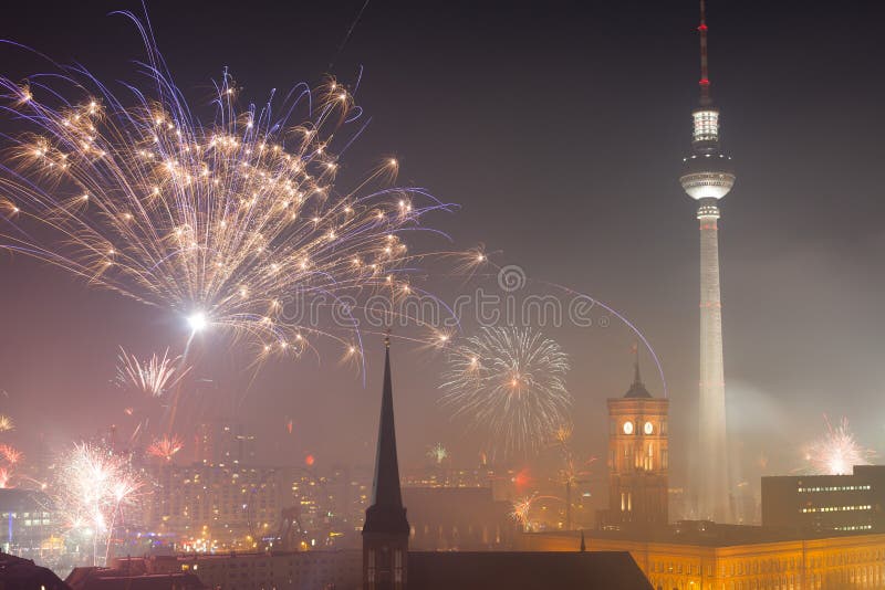 View Over Berlin on New Years Eve 2013 Stock Image - Image of smoke ...