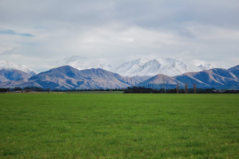 View over Mount Hutt from Methven village, Canterbury, South Island, New Zealand