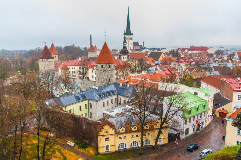 The top view on towers of an old city, Tallinn